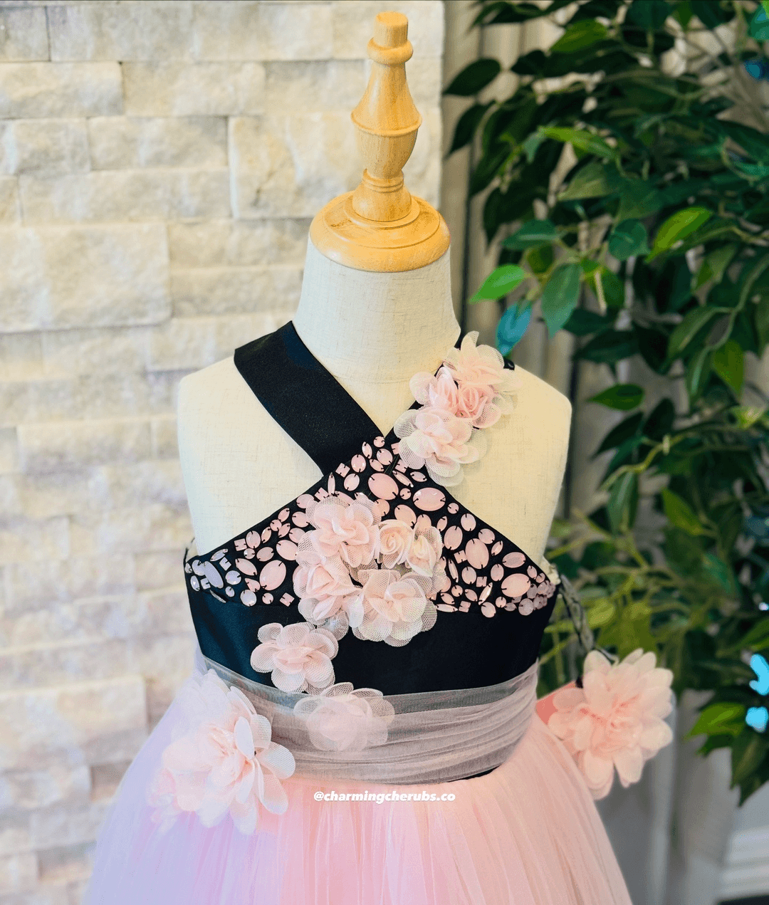 Midnight Blossom Tulle Gown